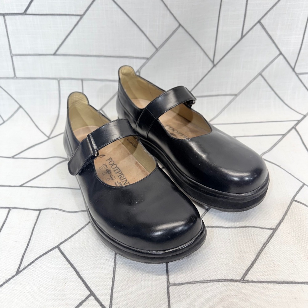 Birkenstock Footprints Mary Jane 40 Black Leather Orthotic Lift Shoes ELEVATED